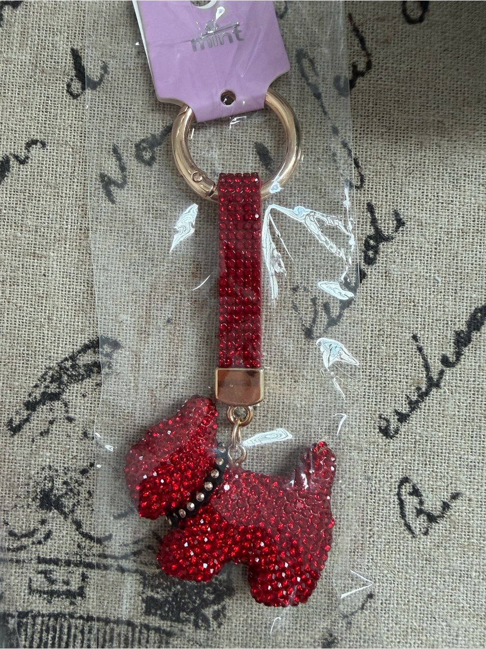 Mint Crystal Scottie Dog or bubble dog Keychain
